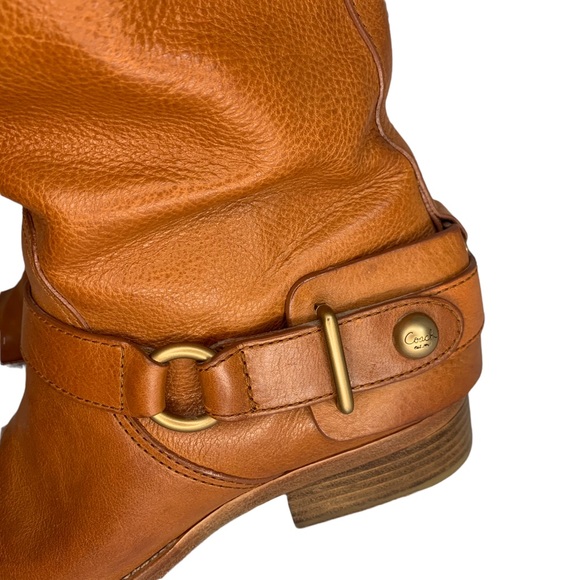 Coach Natalie cognac brown leather tall riding boots Women’s Size 7 - Picture 5 of 14
